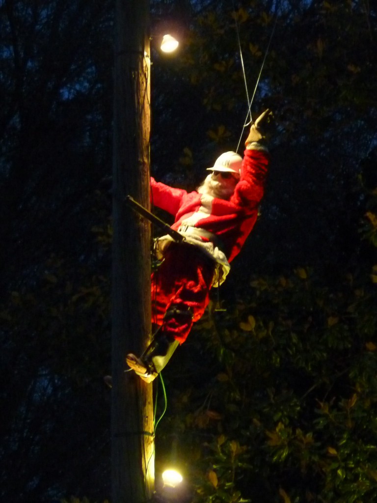 Santa on electric pole