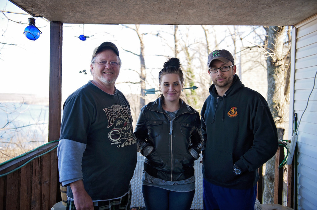 Our videographer, April Kirby (middle) with friends we met in Spavinaw, OK. The view from their back porch was just beautiful.