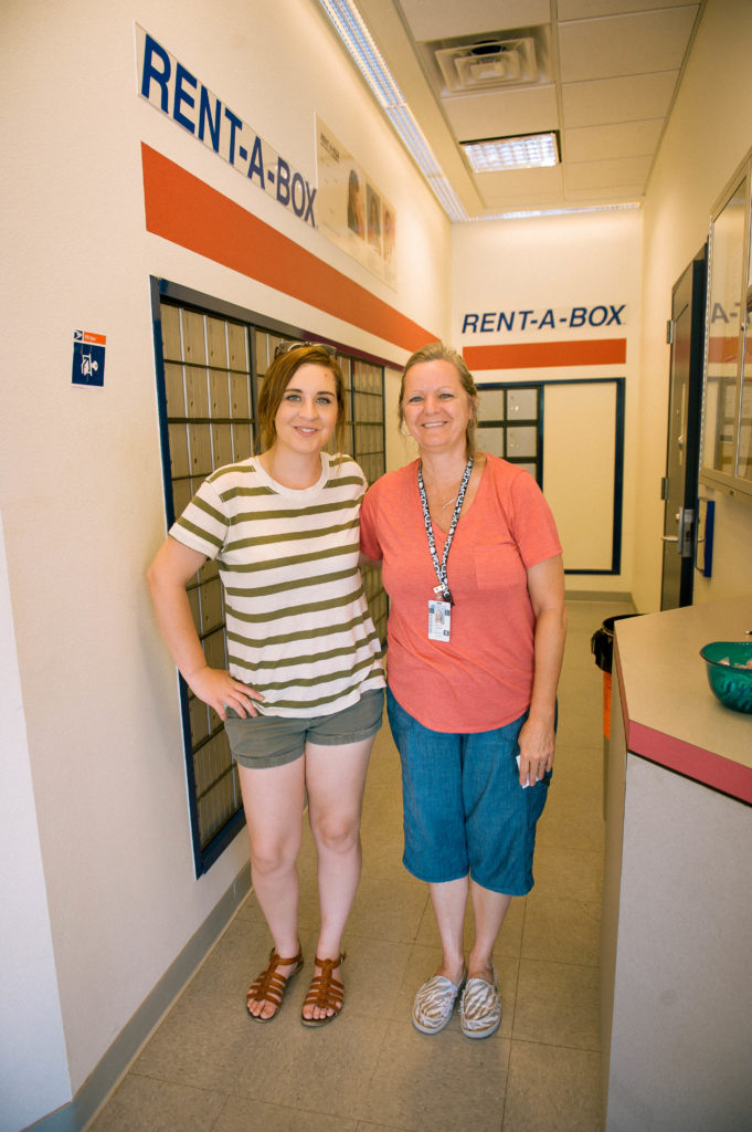 April Kirby, EPOTM videographer, and Mary Luman at the Camargo, OK Post Office — Photo by Rachel J Apple